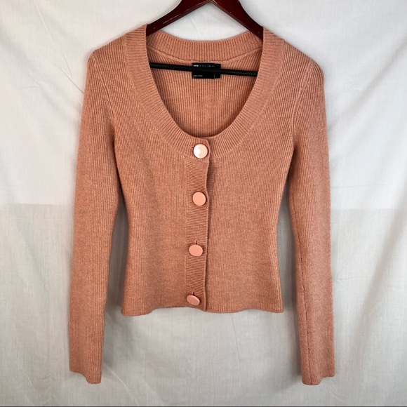 ASOS DESIGN Tall Scoop Neck Womens Sz O  US S Cardigan Pink Classic - Picture 1 of 9